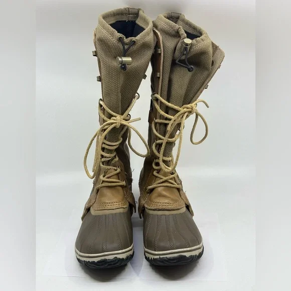 Sorel Carley conquest knee high winter/ rain boots tan size 8.5 - Picture 4 of 9